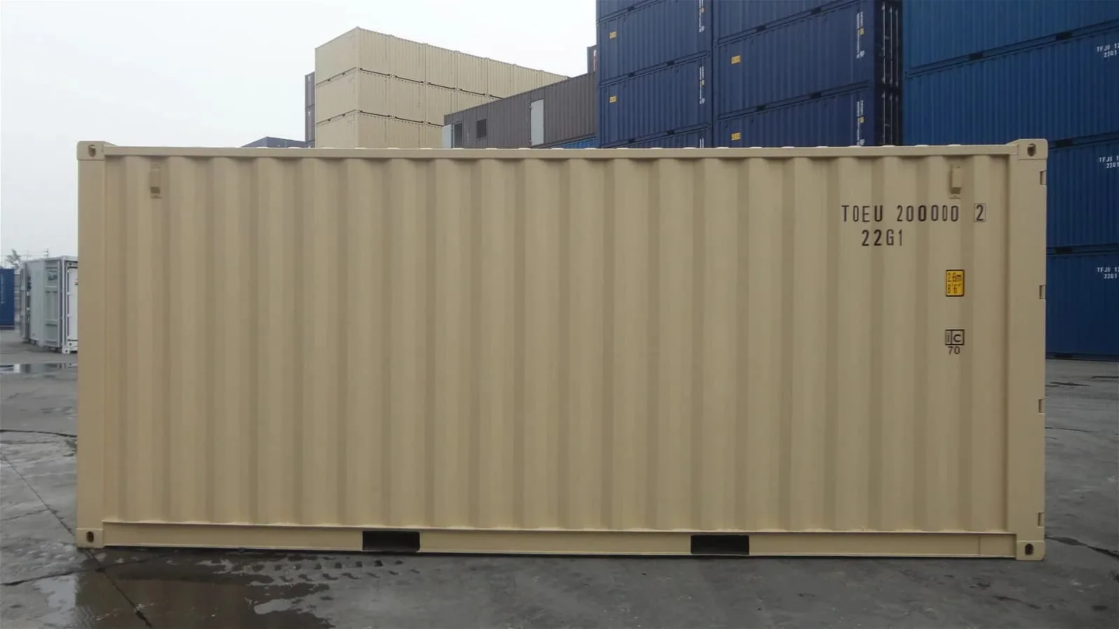 Shipping container in yard