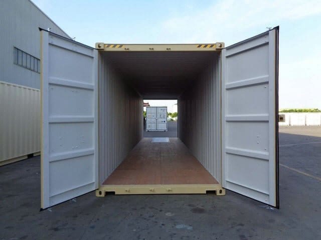A photo of shipping container outside