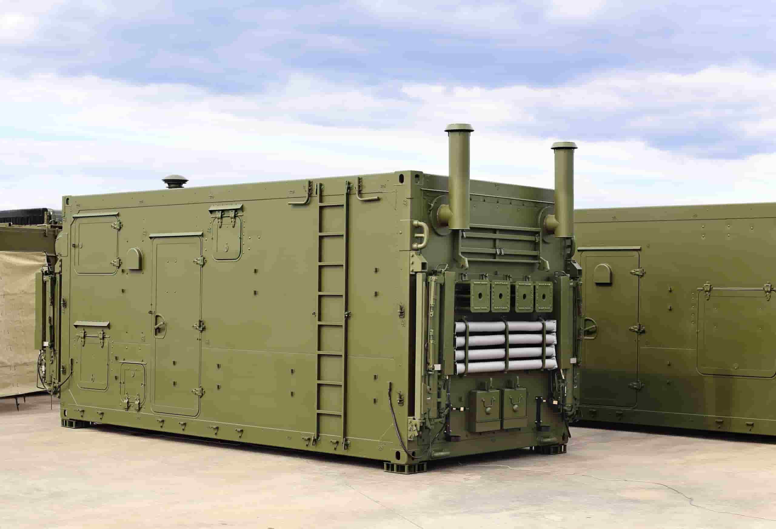 A photo of military shipping container outside