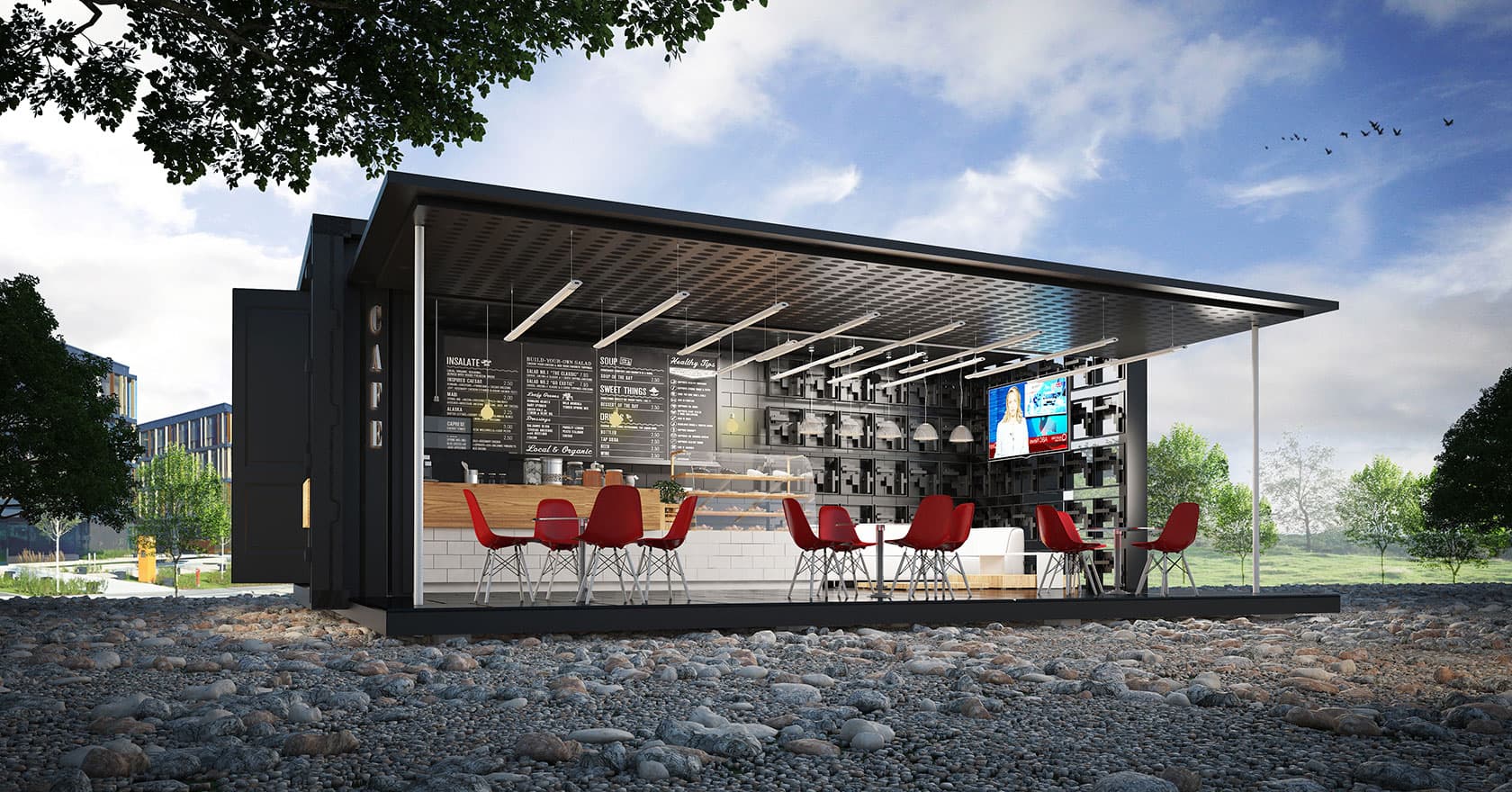 Shipping container cafe