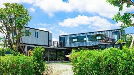 A photo of shipping container outside