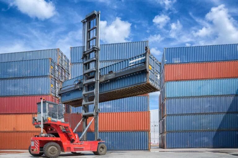 Shipping containers in yard