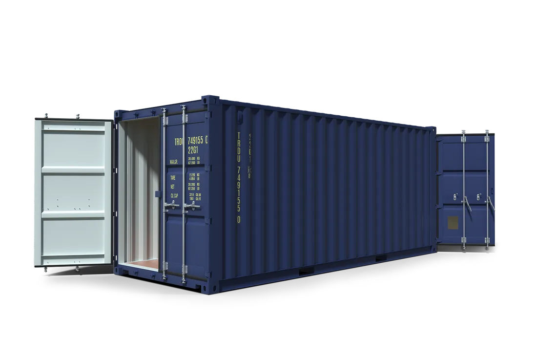 Double door container on a transparent background