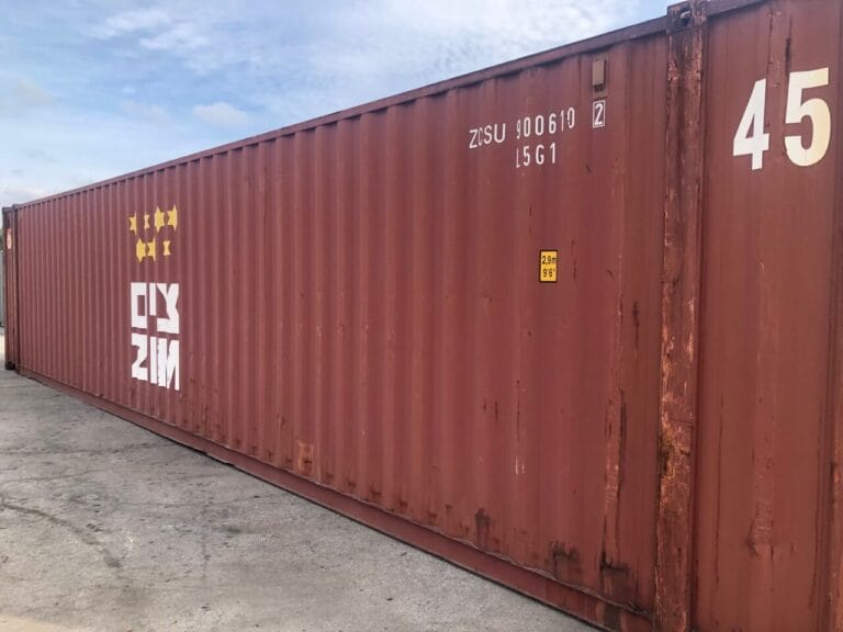 Photo of a red 45ft shipping container