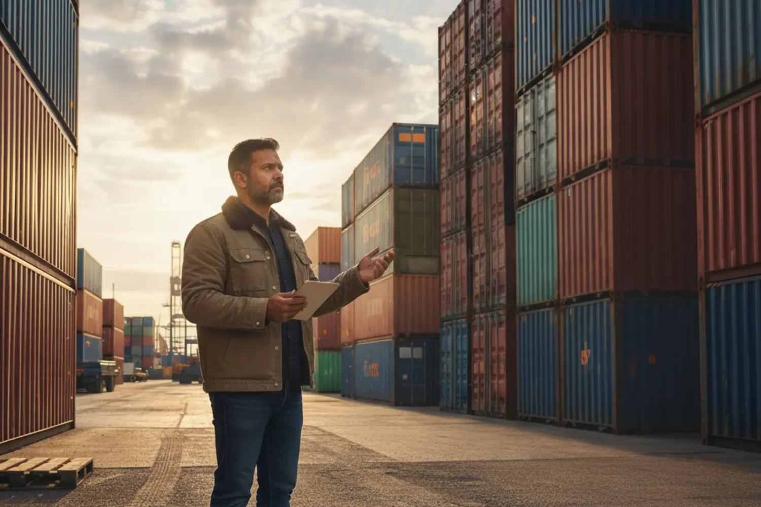 Man considering how to avoid common mistakes when renting a shipping container.