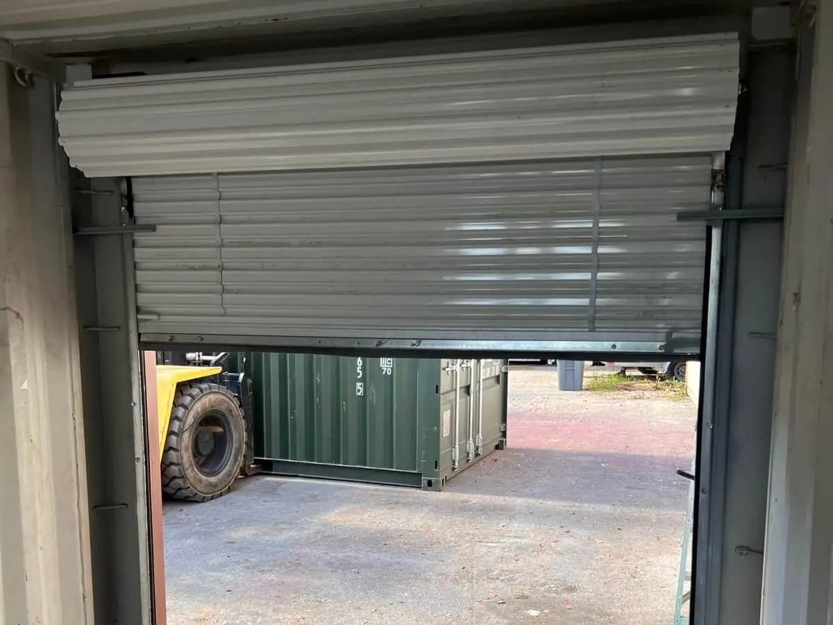 White roll-up door for shipping container