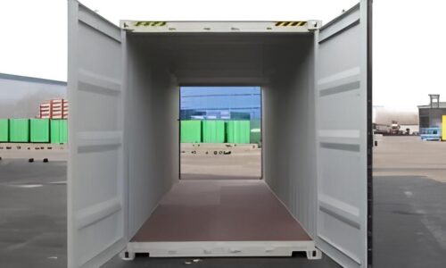 A photo of shipping container outside